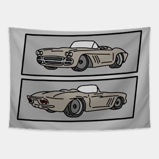 hand drawn classic car illustration Tapestry