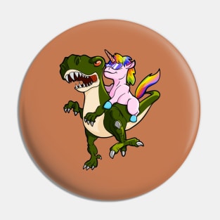 Unicorn Riding Dinosaur Pin