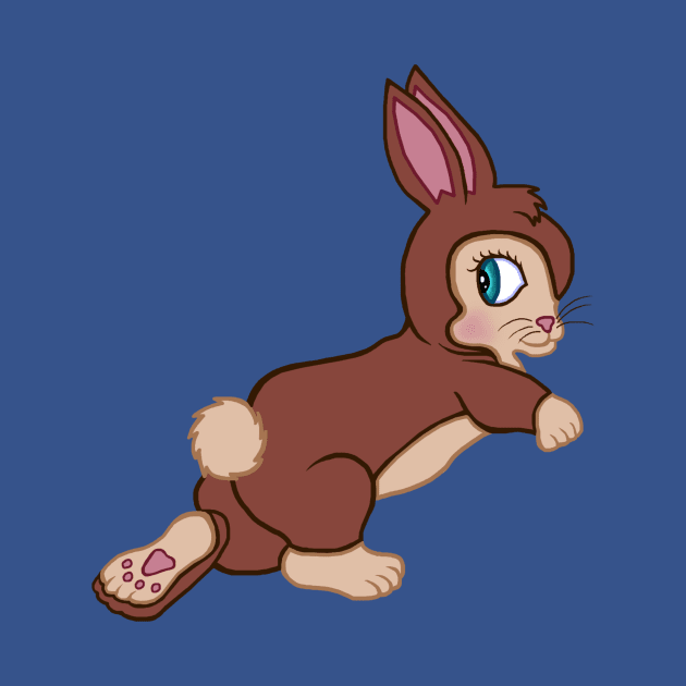 Running Brown and Tan Easter Bunny Rabbit by Art by Deborah Camp