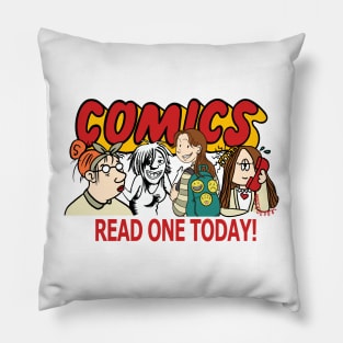 Comics Read One Today (Women Creators) Pillow