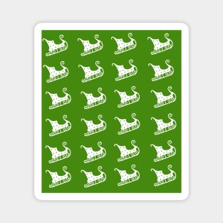 Santa's sleigh christmas regular green pattern Magnet