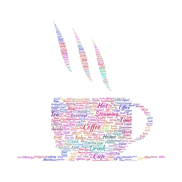 Tea Hot Cup Silhouette Shape Text Word Cloud by Cubebox