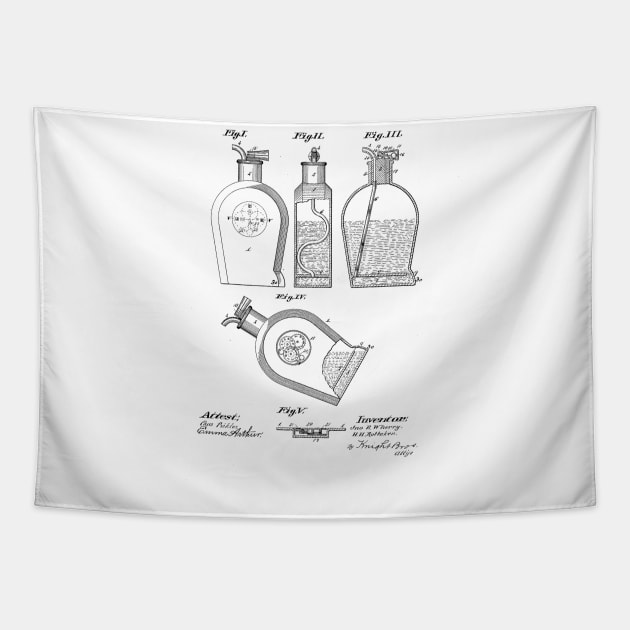 Measuring Bottle Flask Vintage Patent Hand Drawing Tapestry by TheYoungDesigns