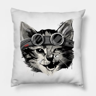 vintage-pilot cat Pillow