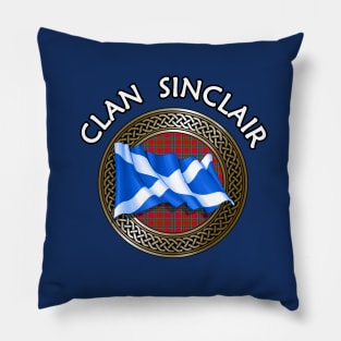 Clan Sinclair Crest & Tartan Knot Pillow