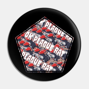 OK Plague Rat Red Hat Crowd Design Diagonal Print Pentagon Pin