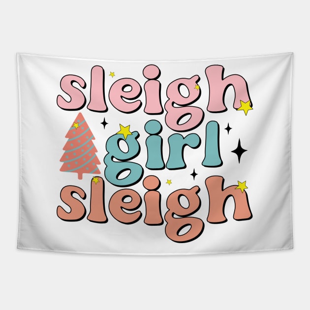 Sleigh Girl Sleigh Tapestry by MZeeDesigns