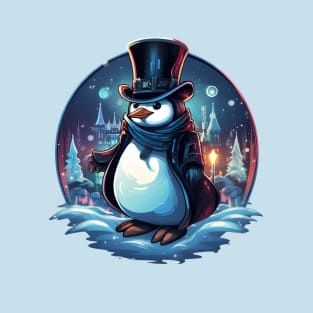 Snowy City Stroll with Penguin T-Shirt