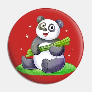 Panda Bamboo Hand drawn Pin