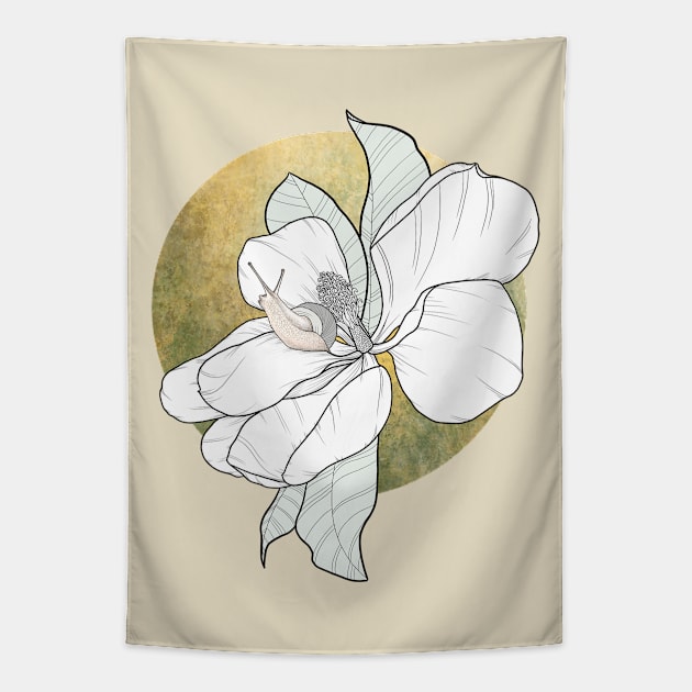 The Magnolia and the Snail Tapestry by GnauArt