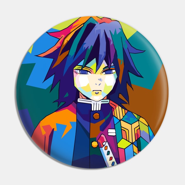 Demon Slayer Giyu Tomioka Pop Art Pin by SiksisArt