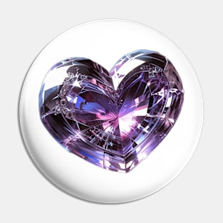 Crystal heart Pin