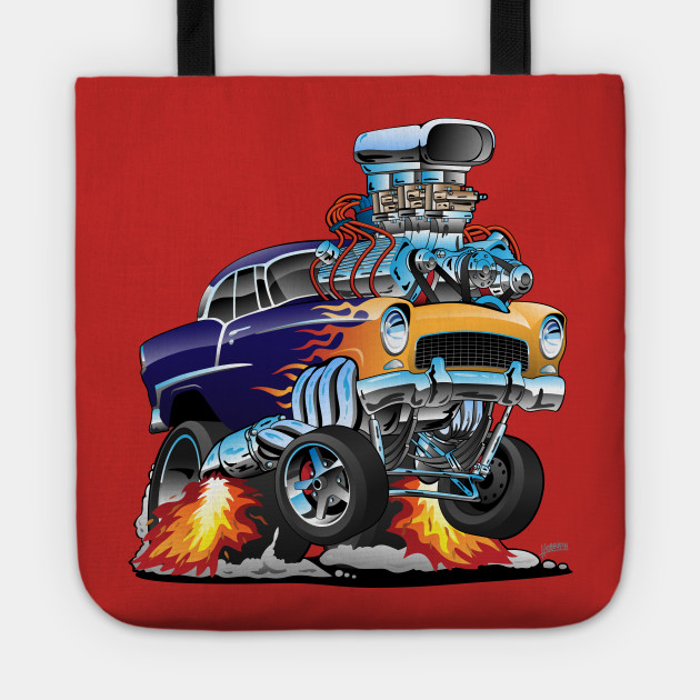 Classic Fifties Hot Rod Muscle Car Cartoon Car Tote Teepublic