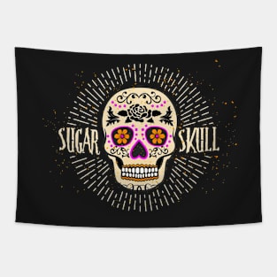 Bright Sugar Skull Tapestry