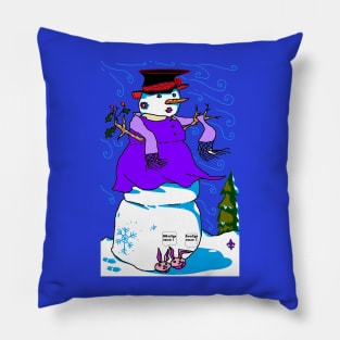 A Snow Woman with Bunny Shoes Pillow