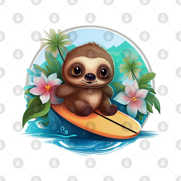 Surfing Baby Sloth by Kona Cat Creationz