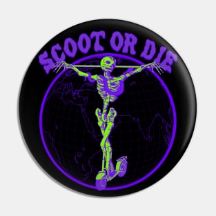 Scoot or Die - Retro Y2K 2000's Scooter Nostalgia Purple Green Pin