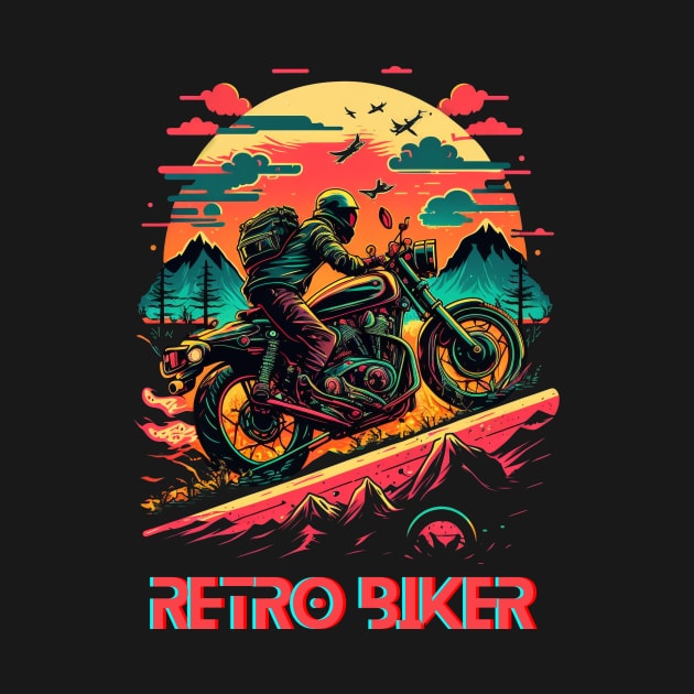 Ride into the Retro Future: Vintage Synthwave Motorcycle Gear by Snoe