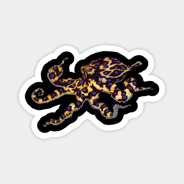 Blue Ringed Octopus Magnet by DeclanTIGERIllustration