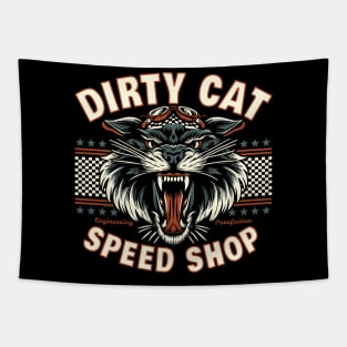Dirty Cat Speed Shop Tapestry