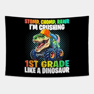 1St Grade Dinosaur Monster Truck Back To School First Day Tapestry