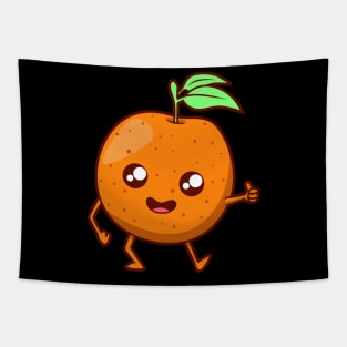 Kawaii Cartoon Orange Tapestry