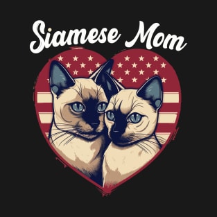 4th of july Siamese Cat Mom American Flag T-Shirt