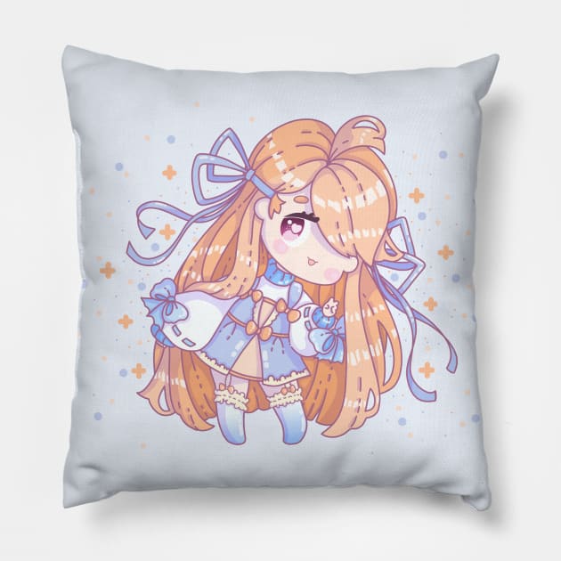 Adorable Chibi Girl Pillow by HananehDraws