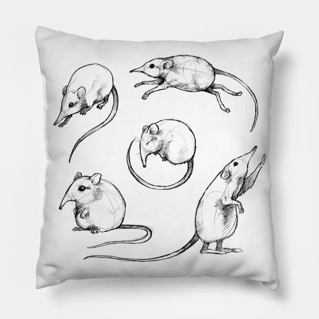 Sketches of an Elephant Shrew Pillow by AniaArtNL