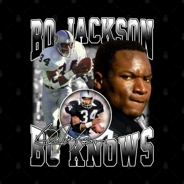Bo Jackson Bo Knows Signature Vintage Legend Baseball Football Bootleg Rap Graphic Style by Koch Sean
