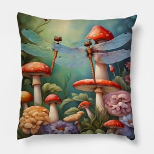 Mystical Garden Fairyland Dragonflies Pillow