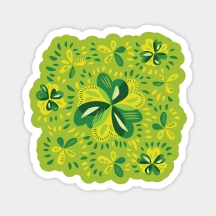 Three Leaf Clovers Spring Floral Pattern Magnet