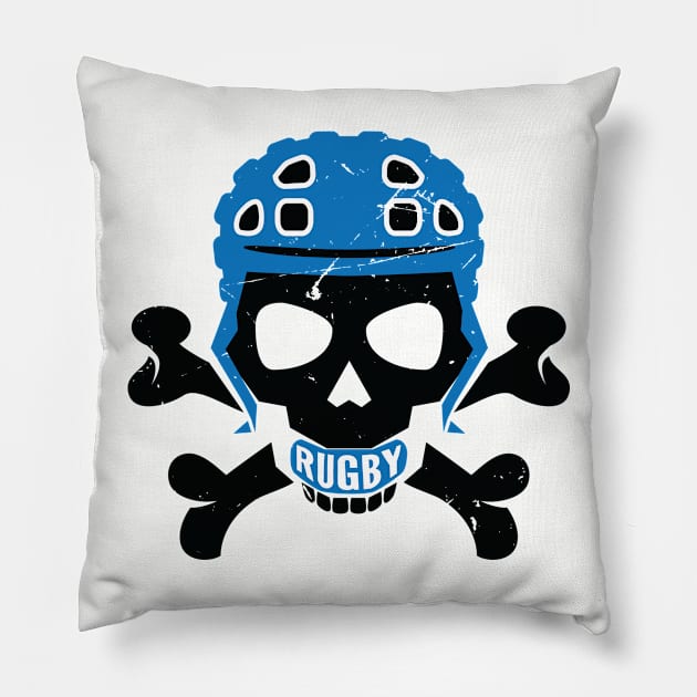 Rugby Fan Pirate Headgear Skull Pillow by atomguy