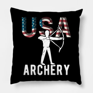 USA Archery Lover American Flag Sport Support Athlete Tokyo Archery Bow Arrow Archer USA Pillow