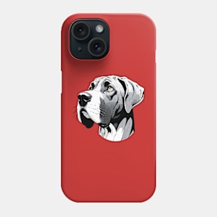 Stunning and Cool Great Dane Monochrome and Gold Portrait for Father's Day Phone Case