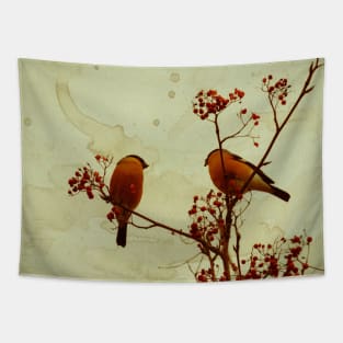 Bullfinches eat rowan berries Tapestry