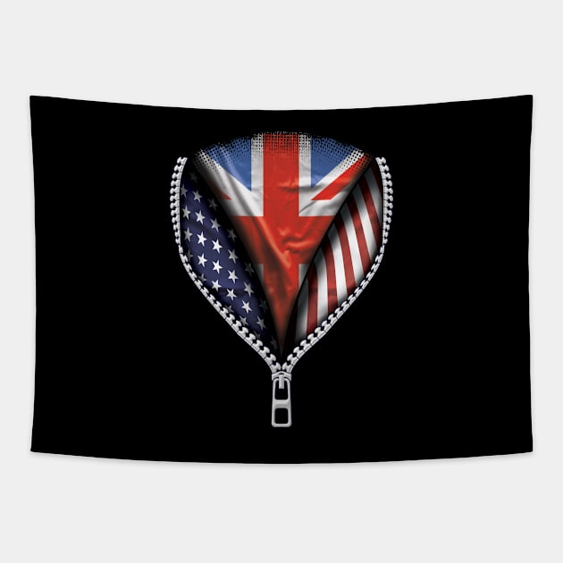 British Flag  Australian Flag American Flag Zip Down - Gift for British From Australian Tapestry by Country Flags