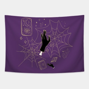 Gothic Halloween Spider Web Tapestry