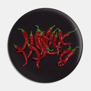 Red Cayenne Peppers on Black Pin