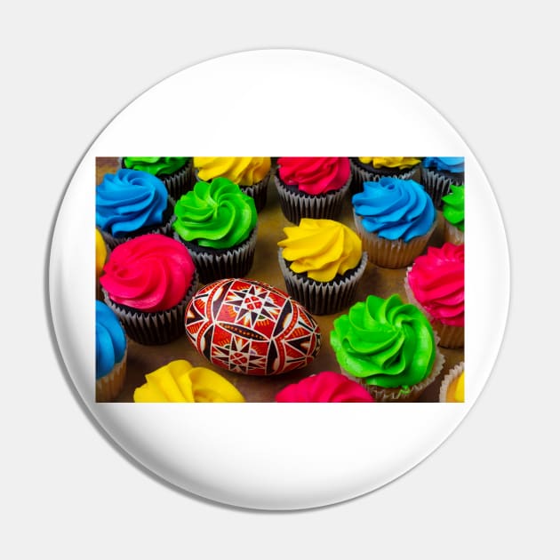 Hand Painted Egg And Cupcakes Pin by photogarry