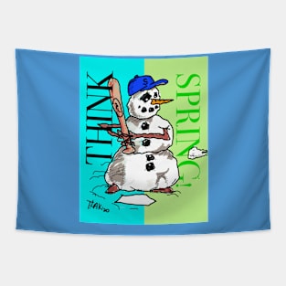 Snowman Think Spring Tapestry