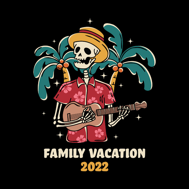 Family Beach Vacation 2022 - skeleton musician palm tree by CaptainHobbyist