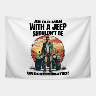 An old man with a jeep shouldn't be underestimated! Tapestry