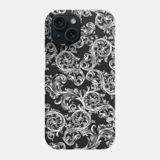 Vintage Bohemian Art Floral Pattern - Black and White Phone Case