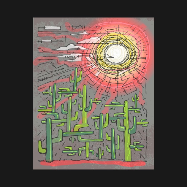 Cactus and sun vector illustration by bernardojbp