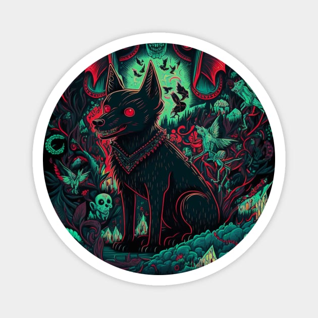 Evil Goth Dog Magnet by UnrealArtDude
