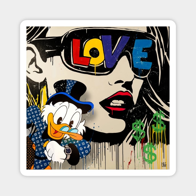 Scrooge McDuck pop art Magnet by christian@heltsort.com