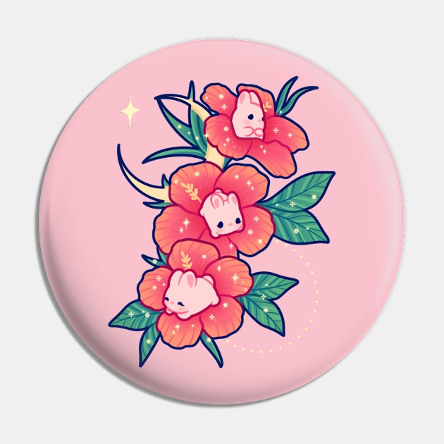 Hibiscus Bunnies Pin by veraphina