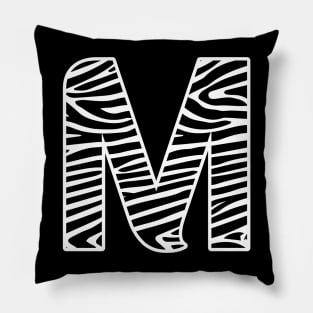 Zebra Print Letter M Pillow