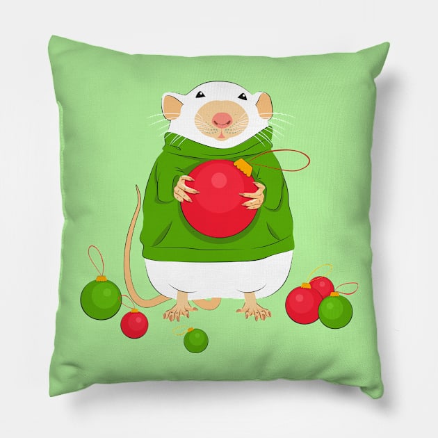 Mouse with a Christmas ball Pillow by lents